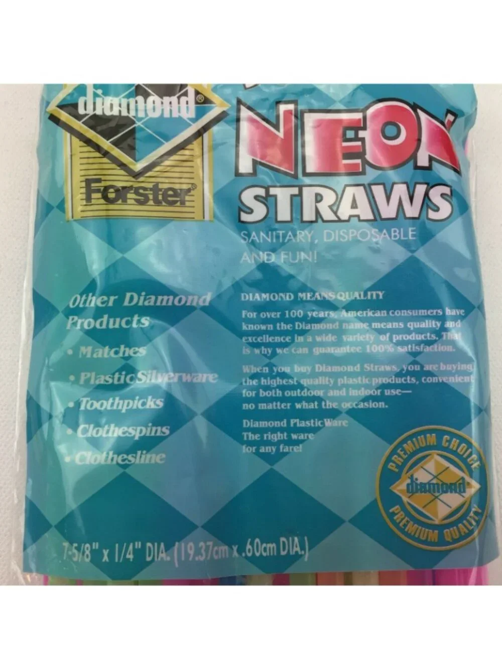 Jarden Home Brands Diamond Forster 50 Neon Plastic Straws Party Pink Yellow Blue